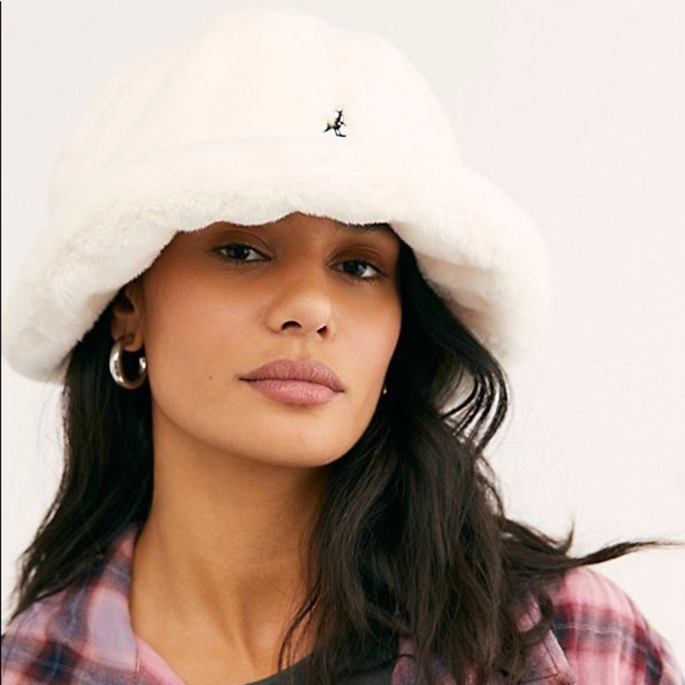 Kangol White Faux Fur Bucket Hat